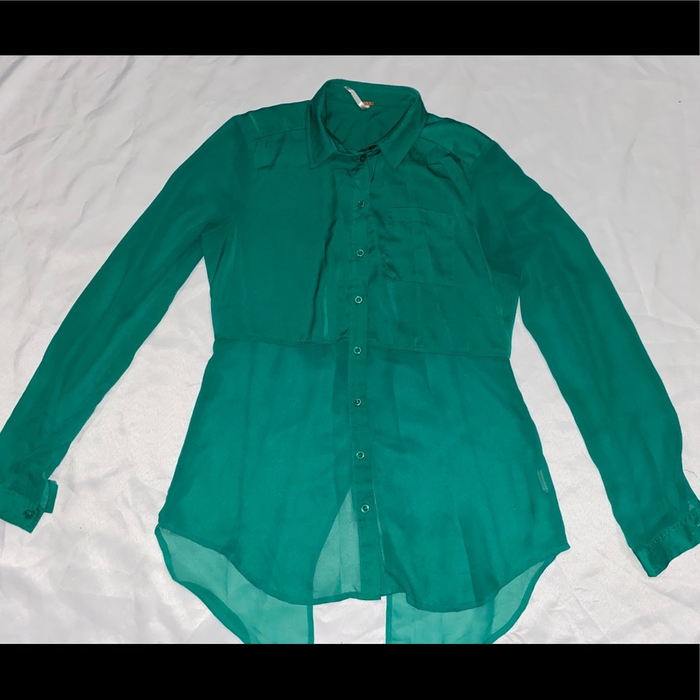Green Extra Long Blouse